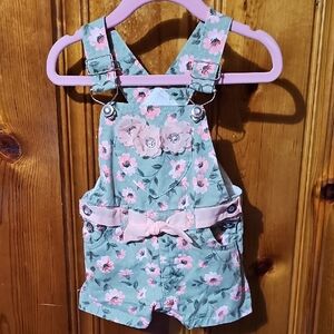 Floral Green and Pink Kids Overalls